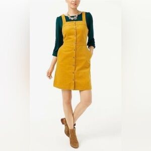 J. Crew Yellow corduroy overall dress size 12
